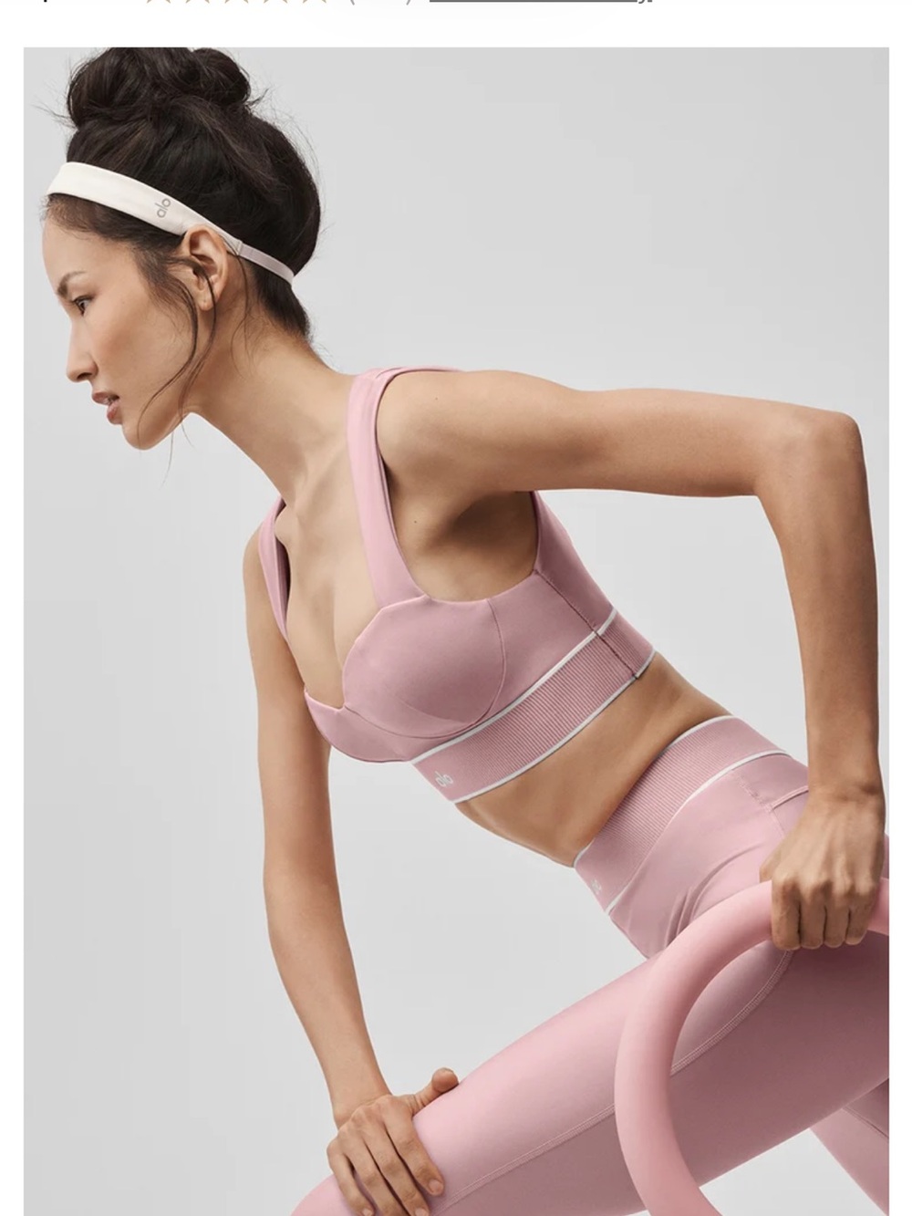 ALO Airlift Alignment Yoga Dusty Pink Sculpted Sports Bra and Leggings Set